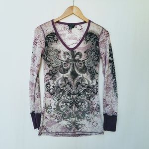 Venus V-Neck Purple Thermal Knit Top